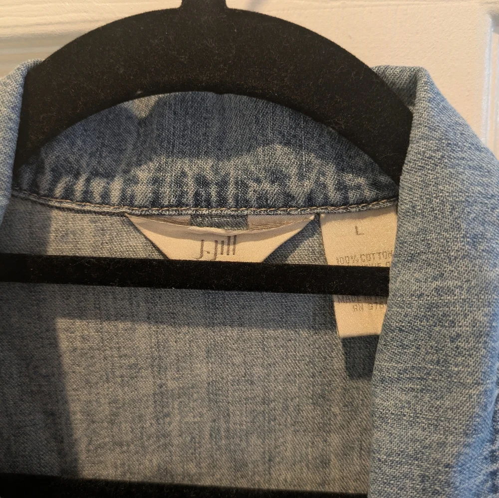 J JILL DENIM JEAN Denim Shirt Jacket Medium Wash Fitted - Picture 5 of 9